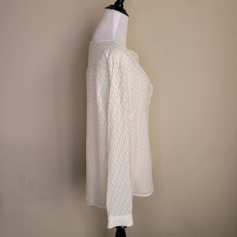 Talbots Cream Textured Button Down Blouse - image 4